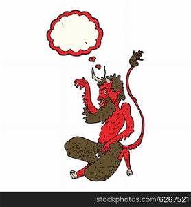 cartoon traditional devil with thought bubble