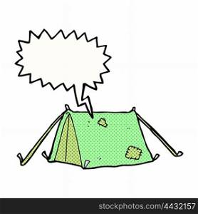cartoon traditional tent with speech bubble