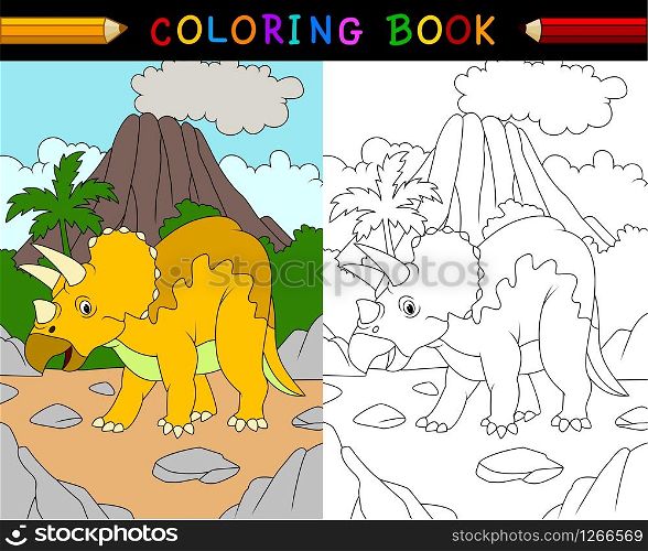 Cartoon triceratops coloring book