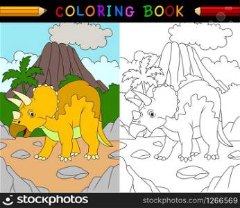 Cartoon triceratops coloring book
