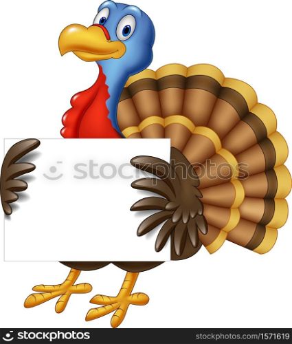 Cartoon turkey holding blank sign