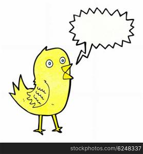 cartoon tweeting bird with speech bubble