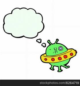cartoon UFO with thought bubble