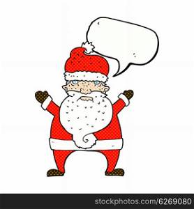 cartoon ugly santa claus with speech bubble