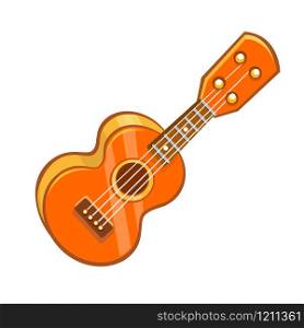 Cartoon ukulele illustration. Vector icon of ukulele isolated