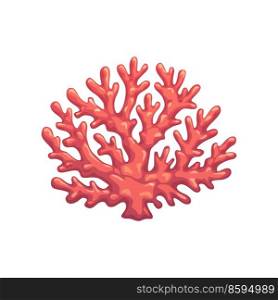 Cartoon underwater coral plant branch, isolated vector sea reef object with outgrowths. Undersea tropical water life, ocean coral marine flora isolated biodiversity design element. Cartoon underwater coral plant branch element