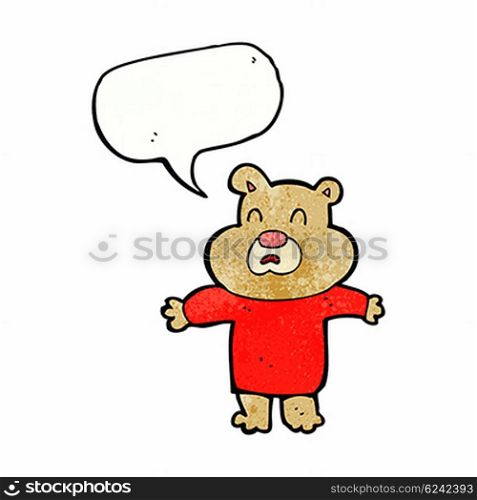 cartoon unhappy bear with speech bubble