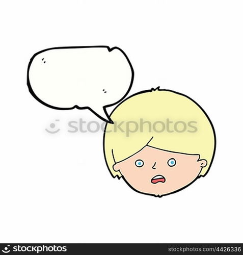 cartoon unhappy boy with speech bubble