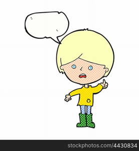 cartoon unhappy boy with speech bubble