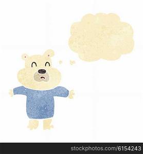 cartoon unhappy polar bear with thought bubble