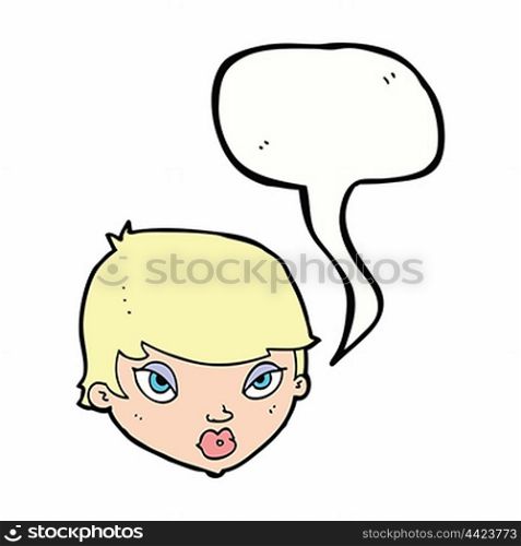 cartoon unimpressed woman with speech bubble