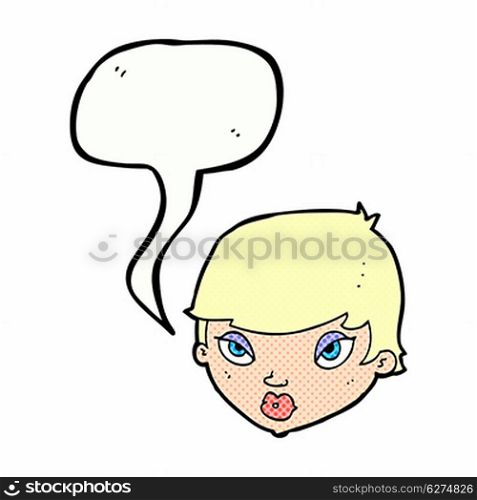 cartoon unimpressed woman with speech bubble