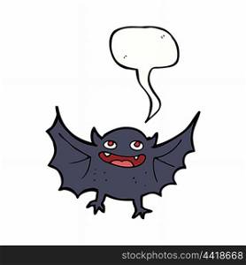 cartoon vampire bat with speech bubble