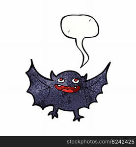 cartoon vampire bat with speech bubble