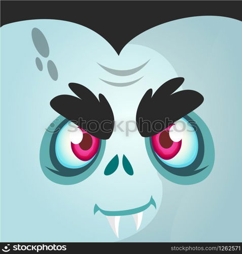 Cartoon vampire face. Halloween vector illustration