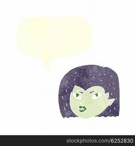 cartoon vampire face with speech bubble