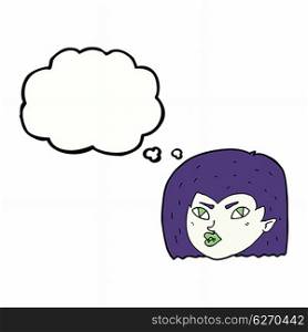cartoon vampire face with thought bubble