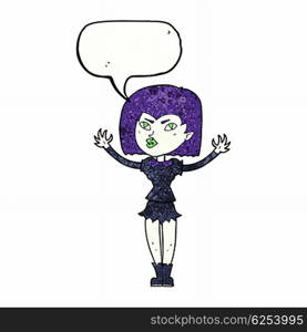 cartoon vampire girl with speech bubble