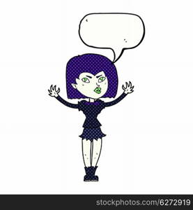 cartoon vampire girl with speech bubble