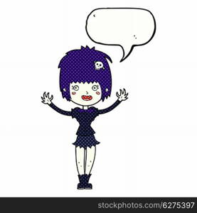 cartoon vampire girl with speech bubble