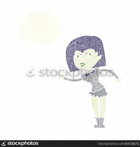 cartoon vampire girl with thought bubble