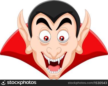 Cartoon vampire head isolated on white background