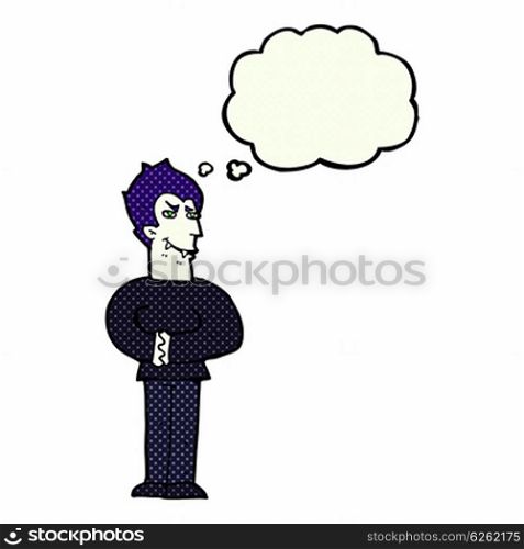 cartoon vampire with thought bubble
