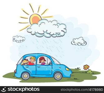 cartoon vector background with car
