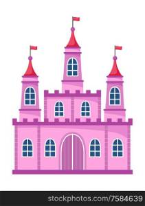 Cartoon vector castle on the white background