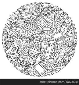 Cartoon vector doodles Art and Design illustration. Sketchy, detailed, with lots of objects background. All objects separate. Line art artistick funny picture. Cartoon vector doodles Art and Design illustration