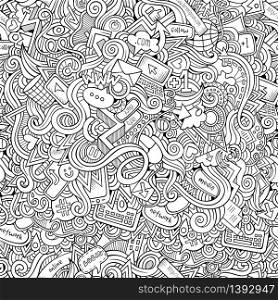Cartoon vector doodles hand drawn internet social media seamless pattern