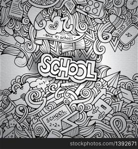 Cartoon vector doodles hand drawn school sketch background. Cartoon vector doodles hand drawn school