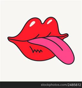 Cartoon vector funny cute Comic characters, mouth with tongue. Crazy cartoons Abstract vector collection in trendy retro comic style. Cartoon vector funny cute Comic characters, mouth with tongue.