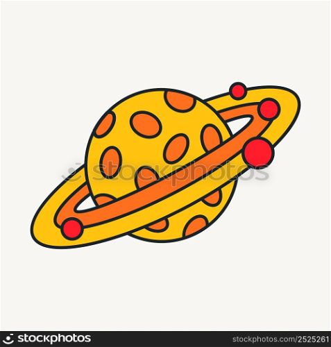Cartoon vector funny cute Comic characters, saturn planet. Crazy cartoons Abstract vector collection in trendy retro comic style. Cartoon vector funny cute Comic characters, saturn planet.