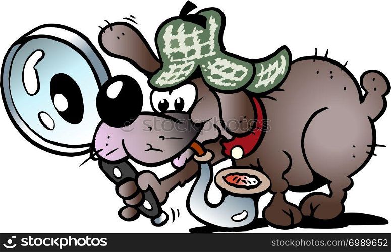 Cartoon Vector illustration of a a clever and cunning detective Dog