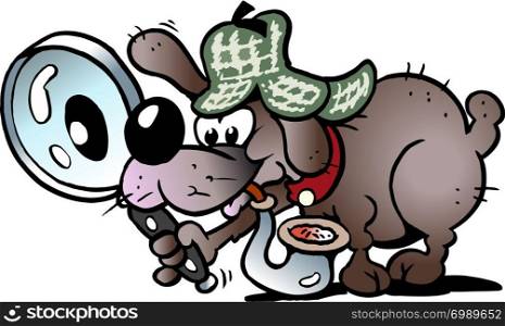 Cartoon Vector illustration of a a clever and cunning detective Dog