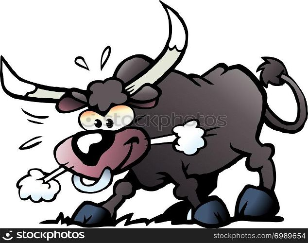 Cartoon Vector illustration of a crazy and angry Bull