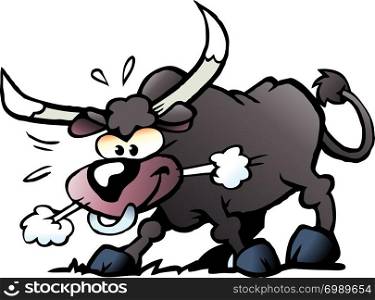 Cartoon Vector illustration of a crazy and angry Bull