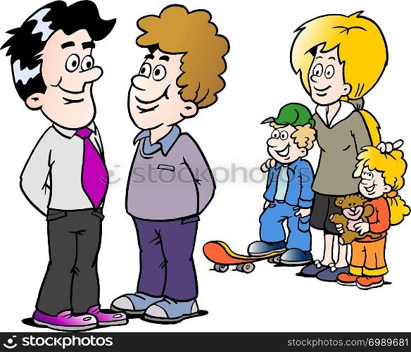 Cartoon Vector illustration of a family man and a businessman