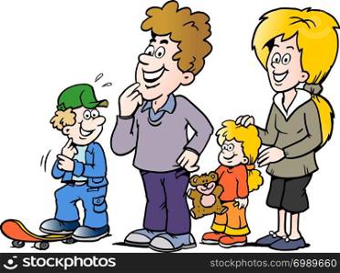 Cartoon Vector illustration of a happy family