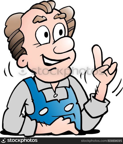 Cartoon Vector illustration of a Older Senior Worker