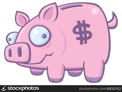 Cartoon vector illustration of a silly piggy bank.