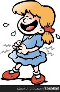 Cartoon Vector illustration of an little Girl threre is laughing