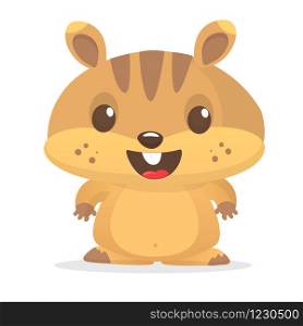 Cartoon vector illustration of cute hamster. Isolated on white. Mascot.