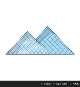 Cartoon vector illustration of glass pyramids museum.