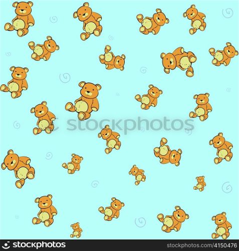 Cartoon vector illustration of retro funky background with Cute little teddy bears