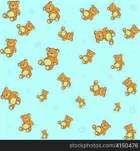 Cartoon vector illustration of retro funky background with Cute little teddy bears