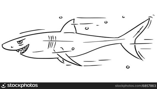 Cartoon vector of shark dangerously smiling