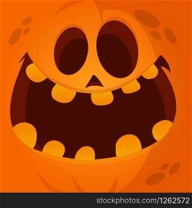 Cartoon vector pumpkin face. Cute square avatar and icon