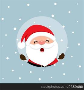 Cartoon vector Santa Claus and decorated christmas tree. Holiday background. Merry Christmas and Happy New Year. Vector illustration.